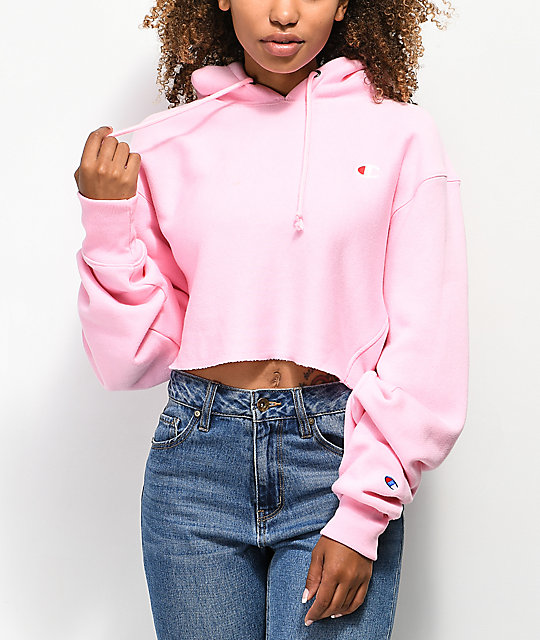 white and pink champion hoodie