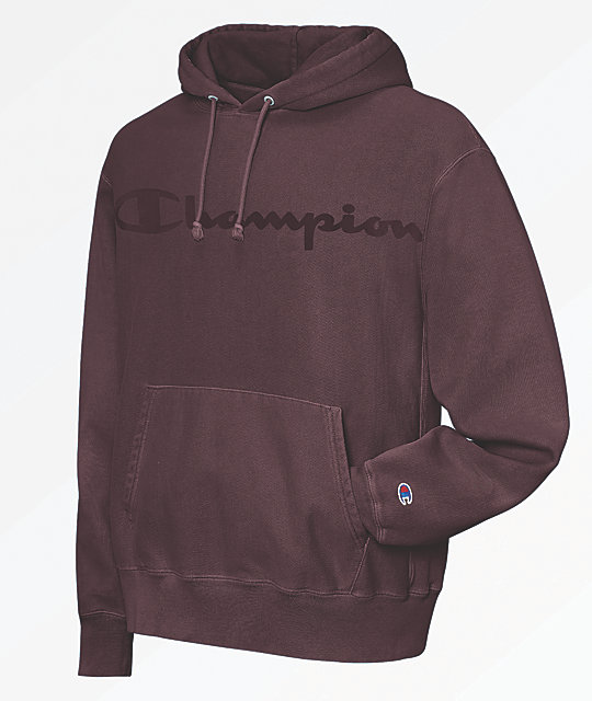 Champion Reverse Weave Script Logo Maroon Hoodie Zumiez Ca