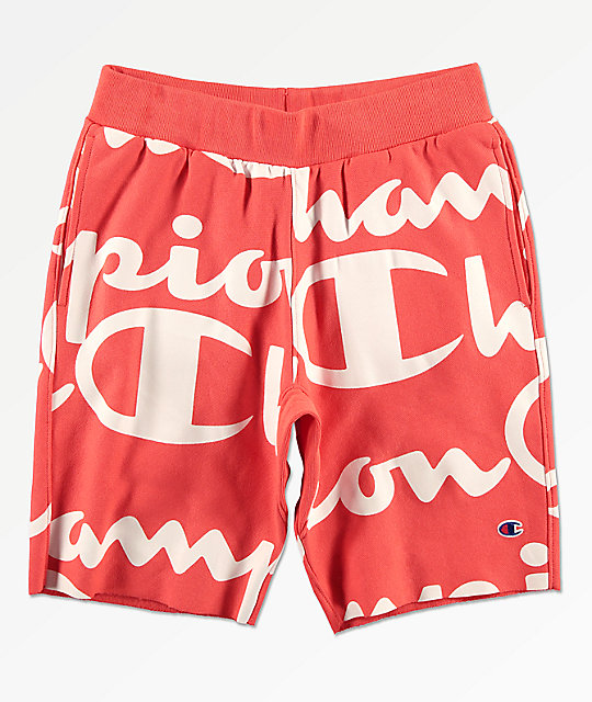 red champion sweat shorts