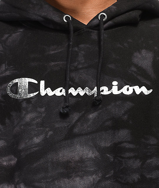 black tie dye champion hoodie