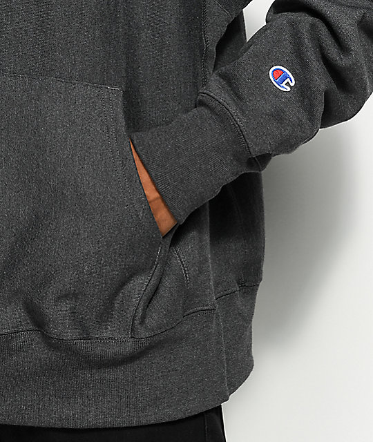 Champion Reverse Weave Small Logo Granite Heather Hoodie | Zumiez