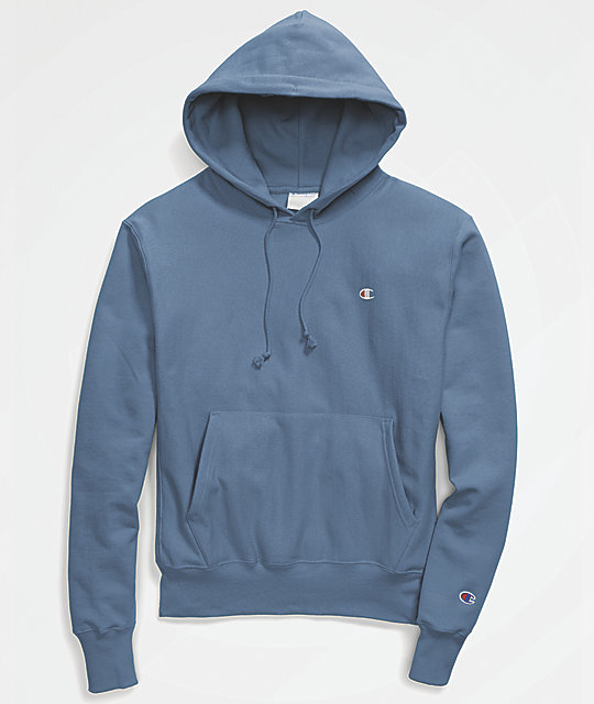 Champion Reverse Weave Small Logo Seabottom Blue Hoodie Zumiez Ca