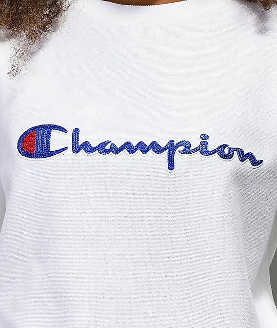 champion reverse weave graphic fleece crew