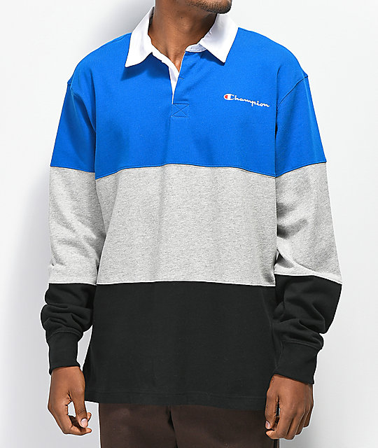 Champion Rugby Blue Grey Black Long Sleeve T Shirt Zumiez Champion Rugby Blue Grey Black Long Sleeve T Shirt