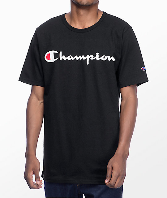 Champion Script Black T-Shirt | Zumiez