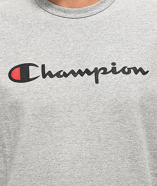 Champion Script Heather Grey T-Shirt | Zumiez