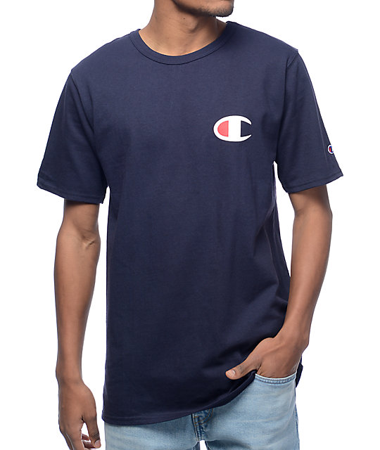 Champion Script Navy T-Shirt | Zumiez