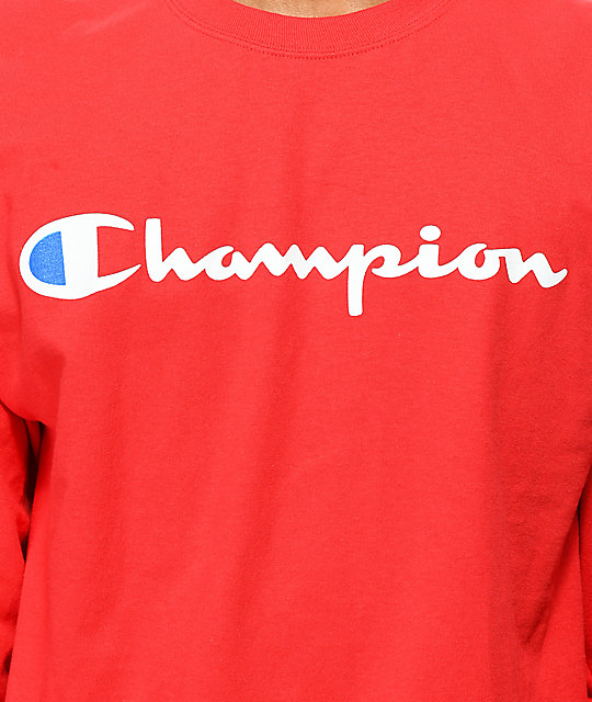 long sleeve red champion shirt