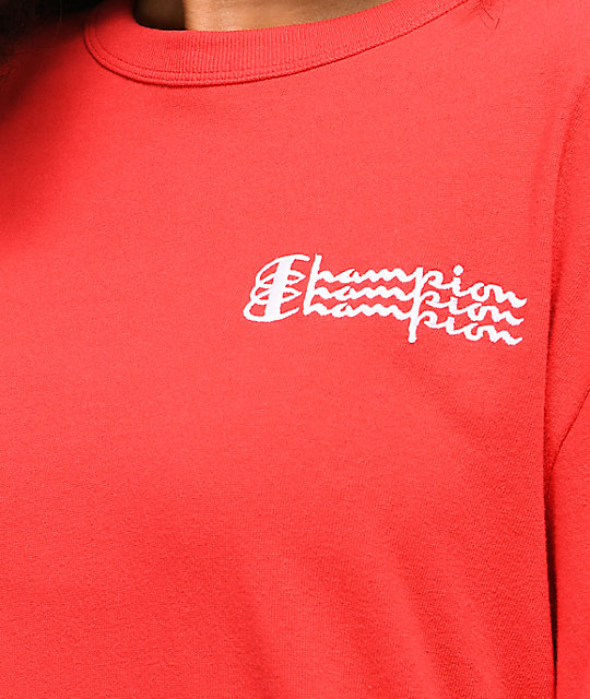 long sleeve red champion shirt