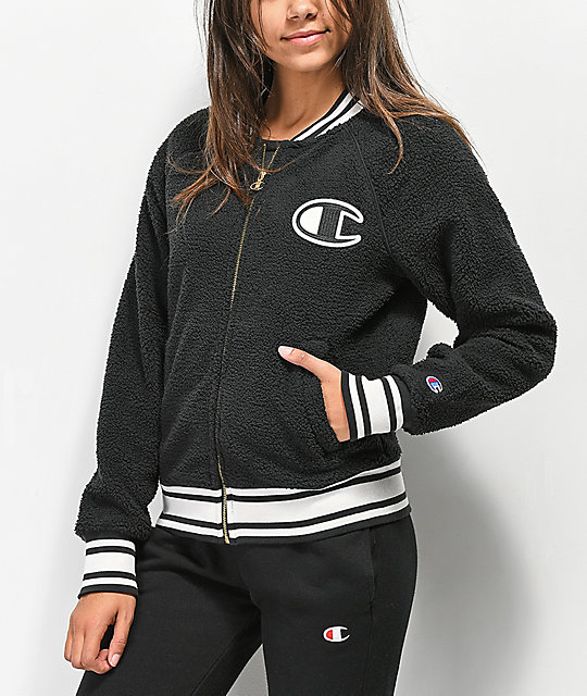 Champion Sherpa Black Bomber Jacket Zumiez - 