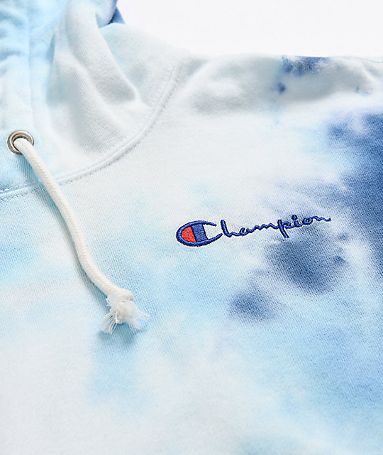 light blue and white tie dye hoodie