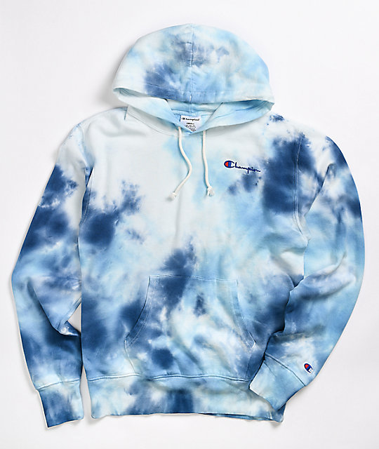 blue and white champion sweatshirt