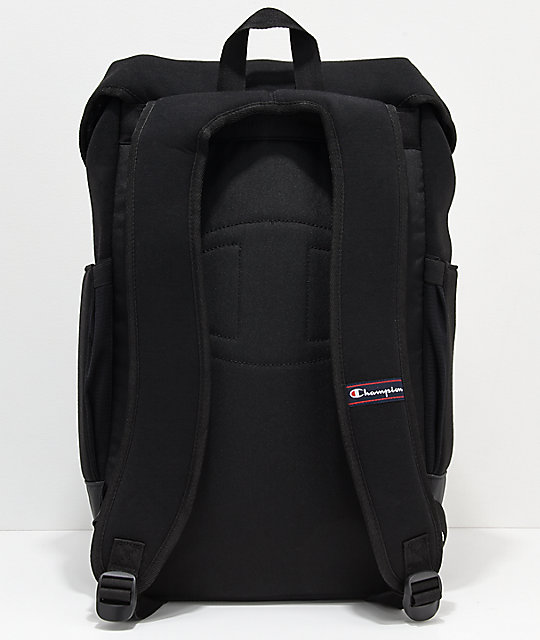 champion top load logo black backpack