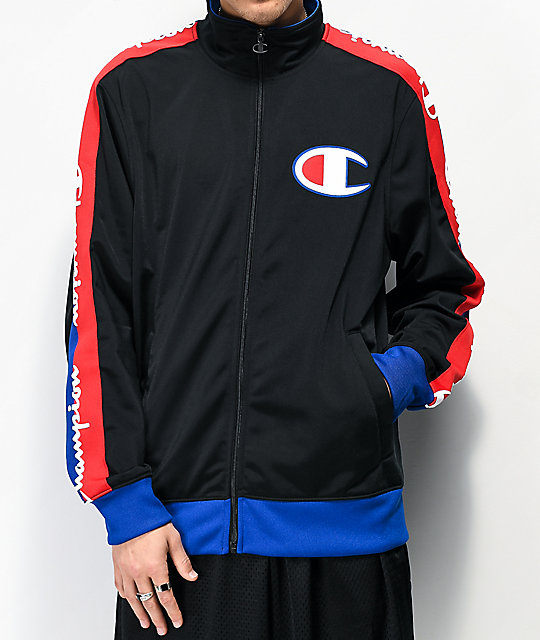 champion black track jacket