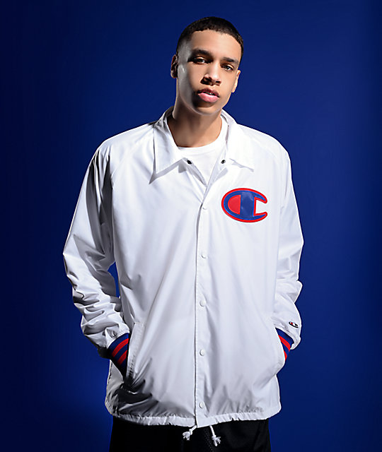 Download Champion White Coaches Jacket | Zumiez