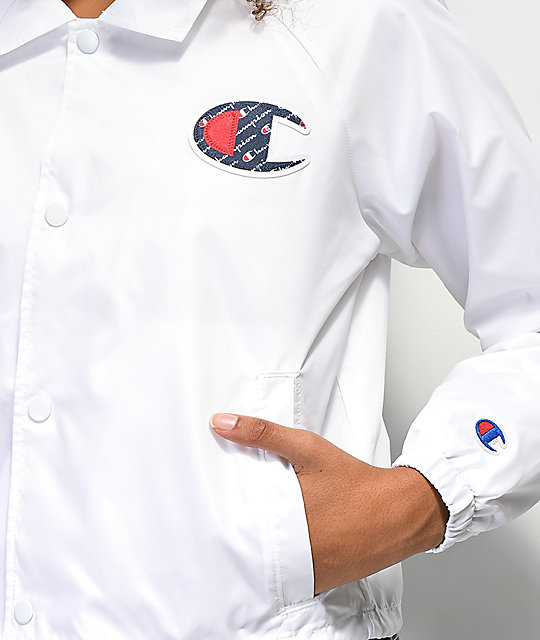 champion coach jacket white