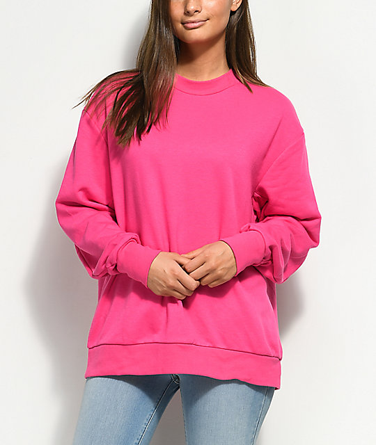 hot pink crew neck sweatshirt