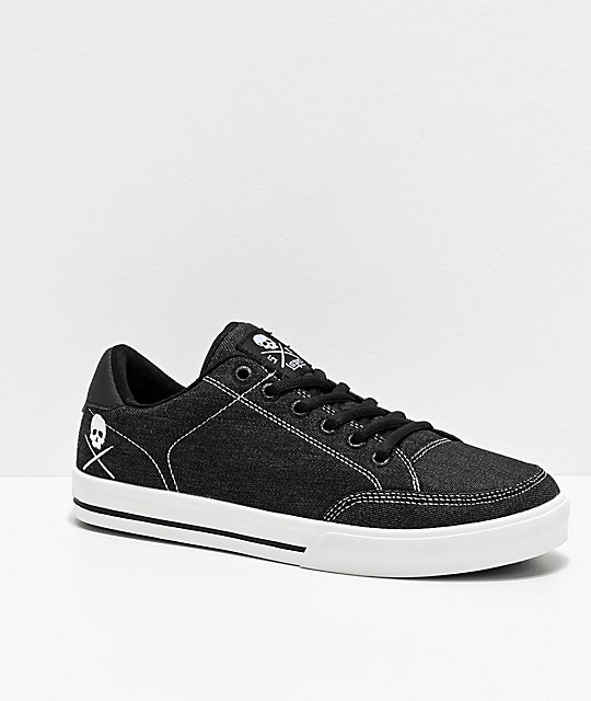 Lopez 50 Skull Black Denim Skate Shoes 