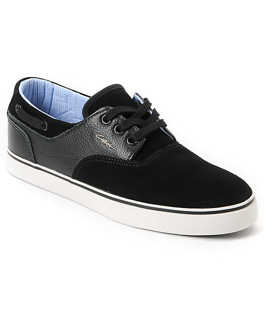 Circa Valeo Black Leather & Suede Skate Shoes