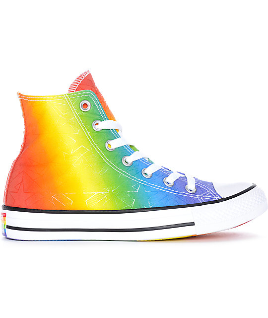 Converse CTAS Hi Pride Pack White & Multi-Colored Shoes | Zumiez