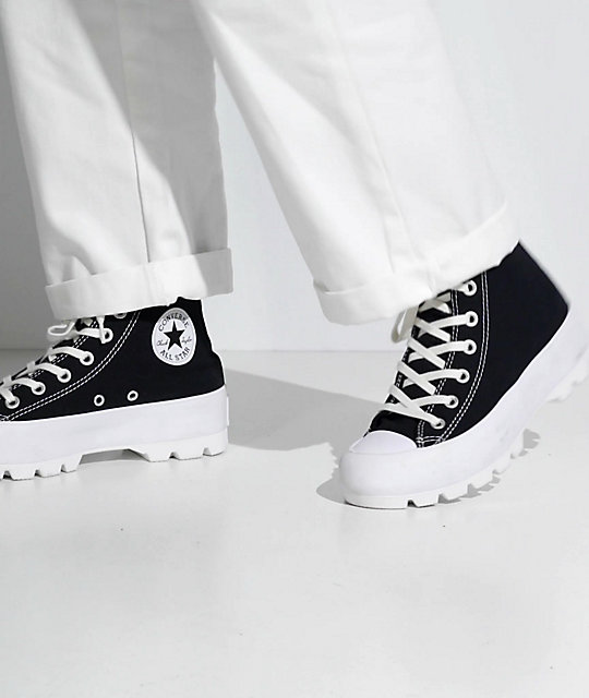 black chuck lugged high sneakers