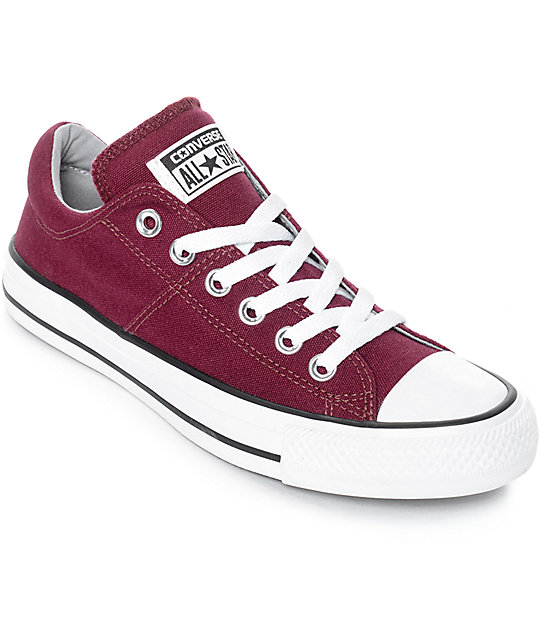 burgundy and white converse