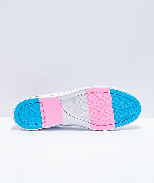 pink and blue shoes