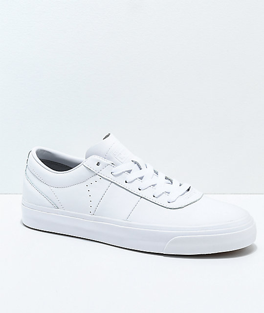 Converse One Star Cc All White Leather Skate Shoes Zumiez