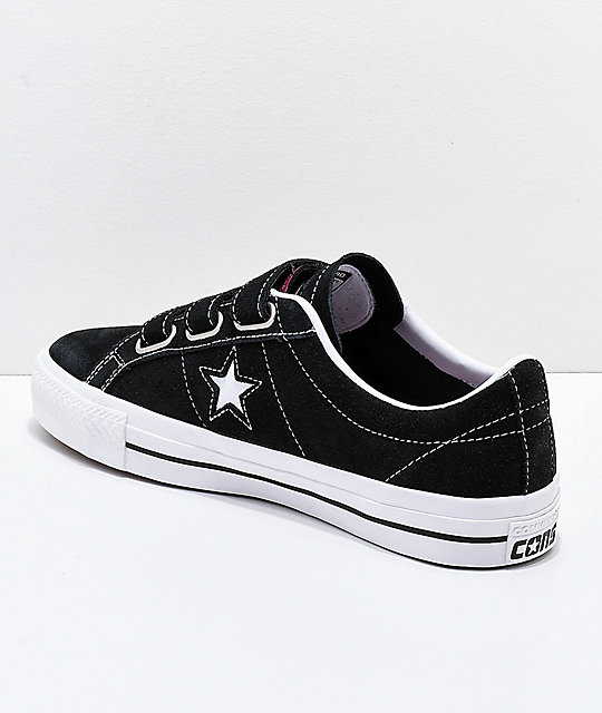 converse one star pro 3v black & white skate shoes