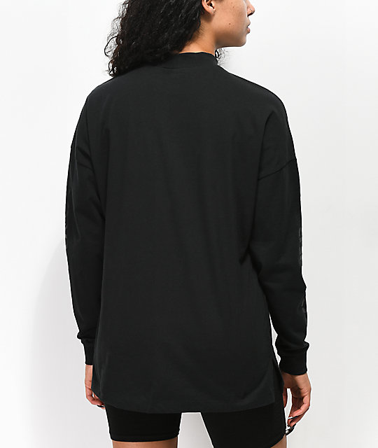 Download Converse Stencil Black Mock Neck Long Sleeve T-Shirt | Zumiez
