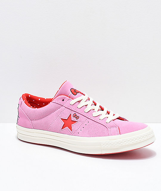 Converse x Hello Kitty One Star Pink & White Skate Shoes Converse x Hello Kitty One Star Pink & White Skate Shoes