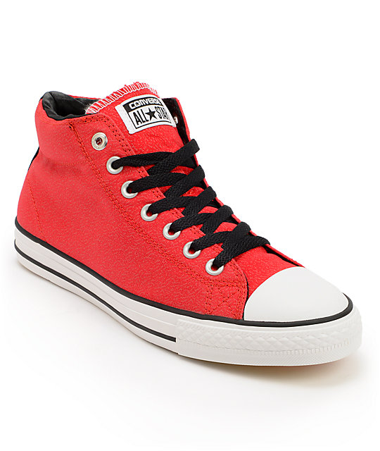 red converse with black laces