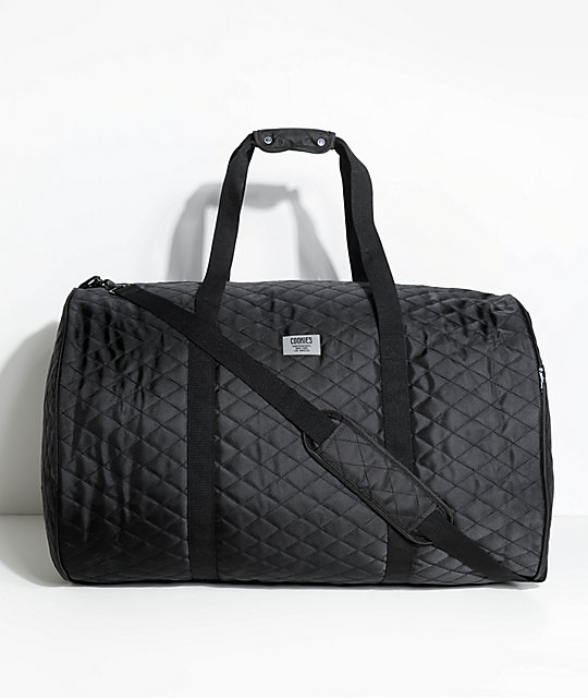 black quilted duffle bag