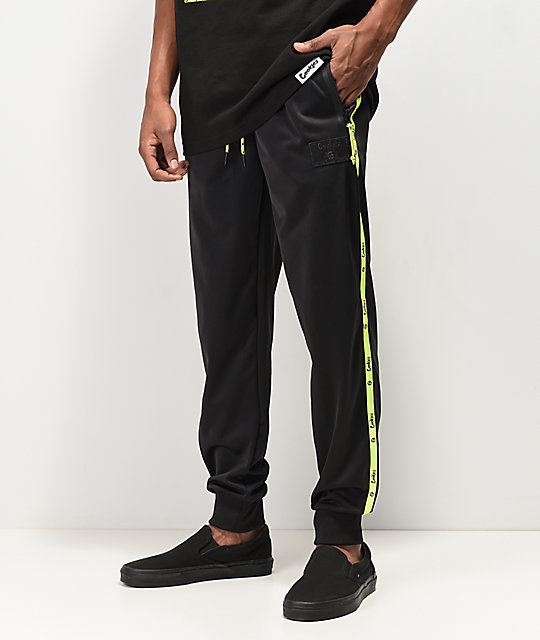 black and green track pants