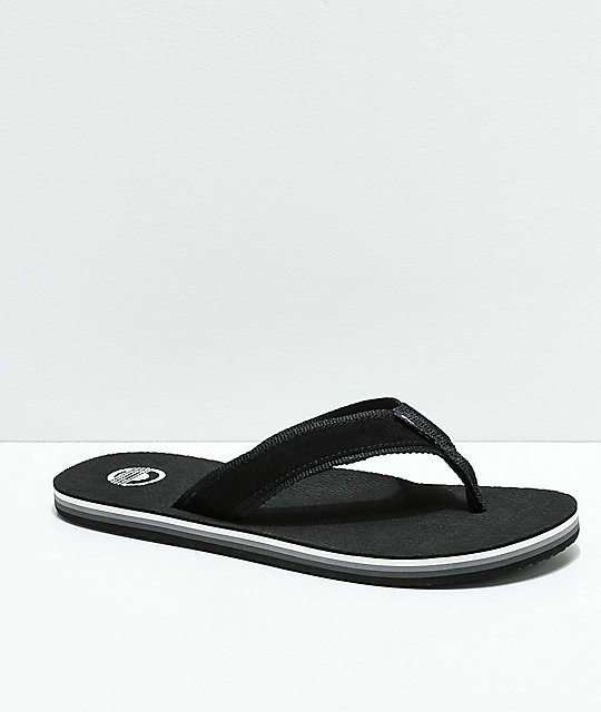 black suede flip flops