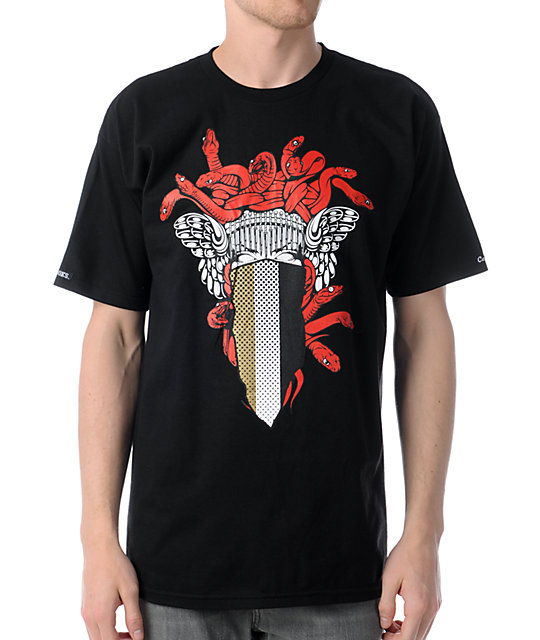 Crooks and Castles Perforated Medusa Black T-Shirt | Zumiez