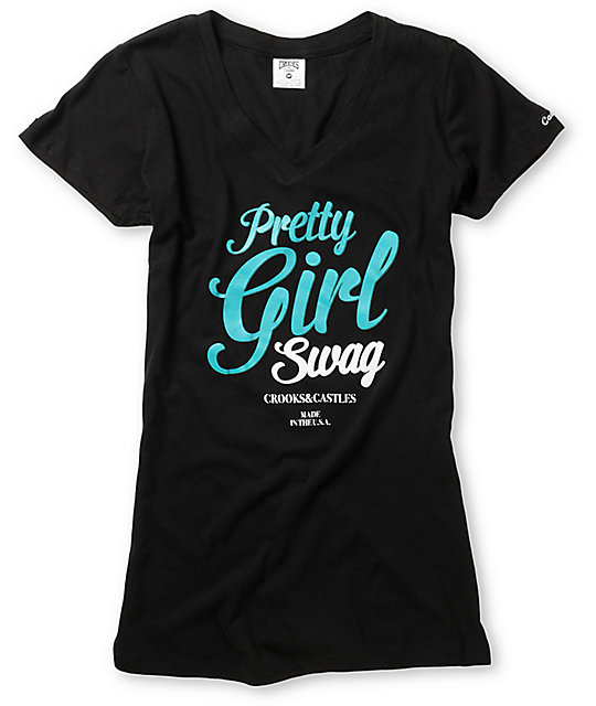 Crooks and Castles Pretty Girl Swag Black T,Shirt