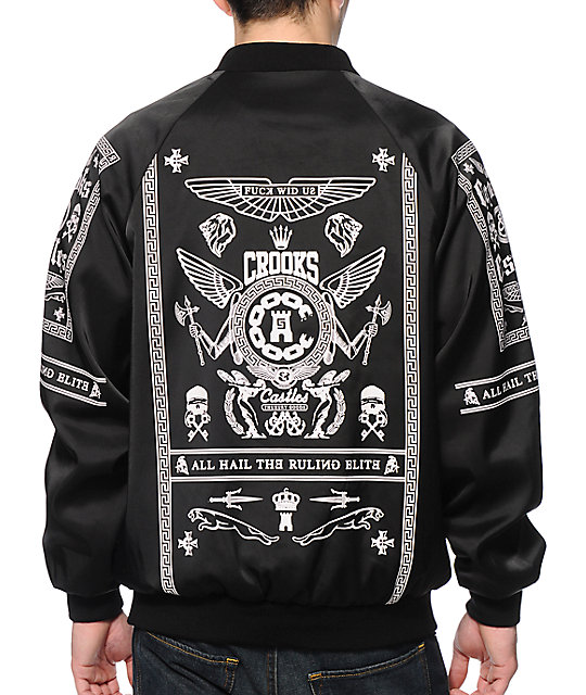 Crooks and Castles Ruling Elite Black Baseball Jacket | Zumiez