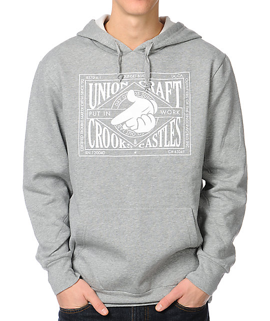 Crooks and Castles Union Airgun Grey Pullover Hoodie | Zumiez