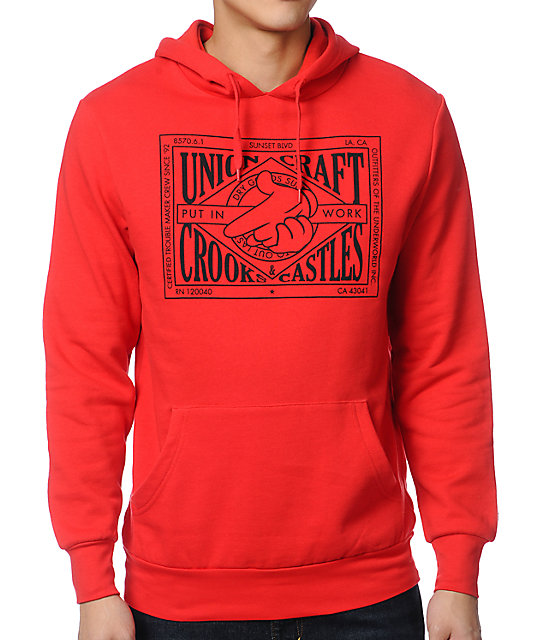 crooks and castles red hoodie