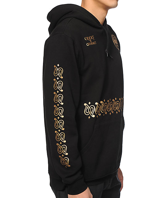 crooks and castles black and gold hoodie