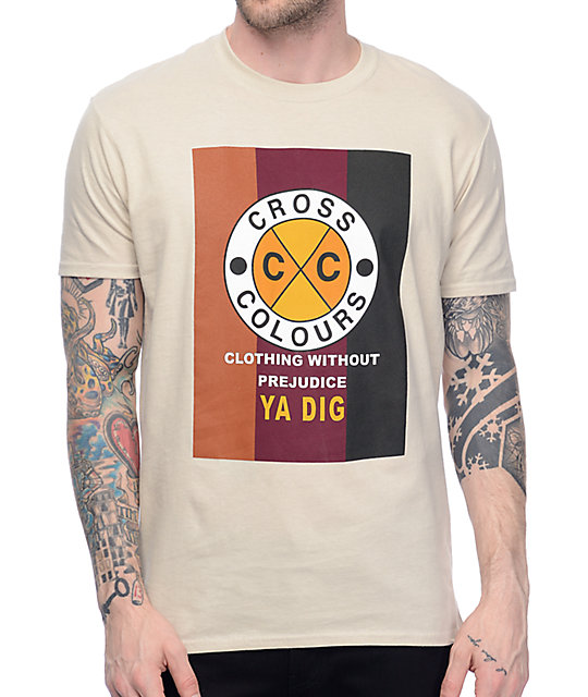 Cross Colours CXC Flag Logo Tan T-Shirt