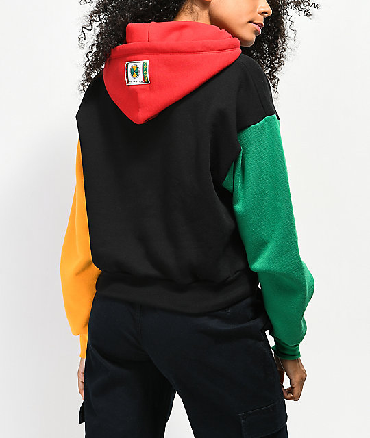 color block crop hoodie