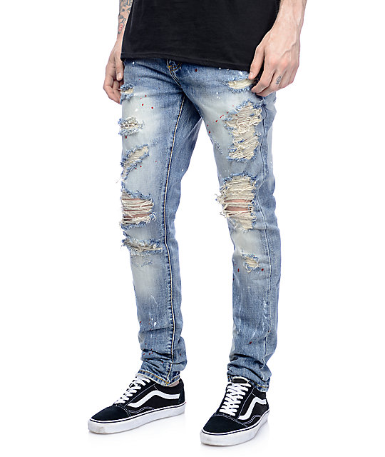 Crysp Denim Bobby Ink Splatter Ripped Jeans