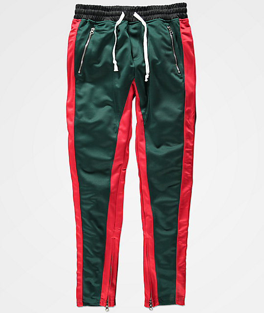 green and red track pants