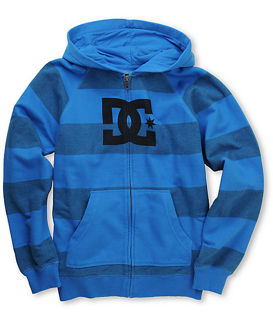 DC Boys Cooler Blue Striped Zip Up Hoodie | Zumiez