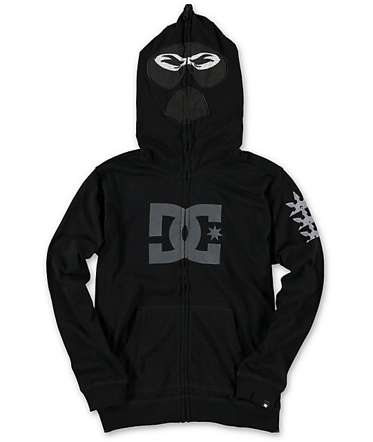 DC Boys Ninja Black Full Zip Up Face Mask Hoodie