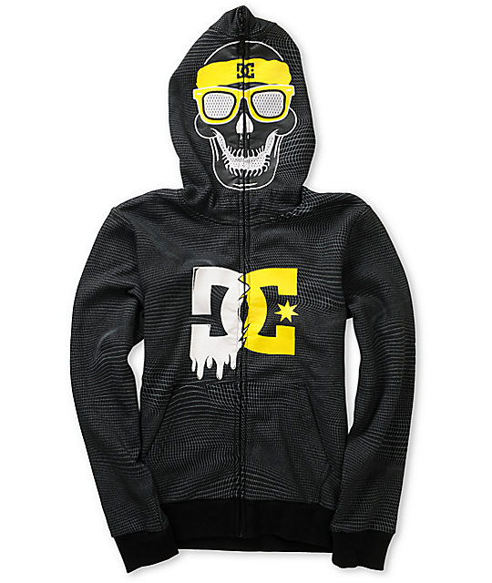 DC Boys Trainer Skull Black Full Zip Face Mask Hoodie at Zumiez : PDP