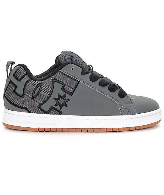 DC Court Graffik Grey, Black & White Skate Shoes | Zumiez