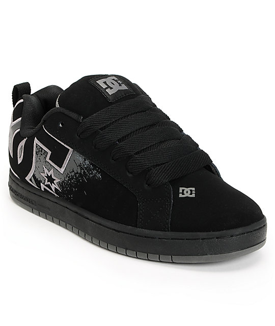 DC Court Graffik SE Black & Grey Splat Skate Shoes